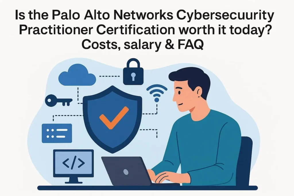 Is Palo Alto Networks Practitioner Certification Worth It? 1 Palo Alto Networks Cybersecurity Practitioner certification badge – review of cost, salary benefits, and FAQs.